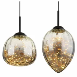 Suspension Verre Fumé-Luminaires Globo Lighting Firefly Suspension LED Noir, 1 lumière
