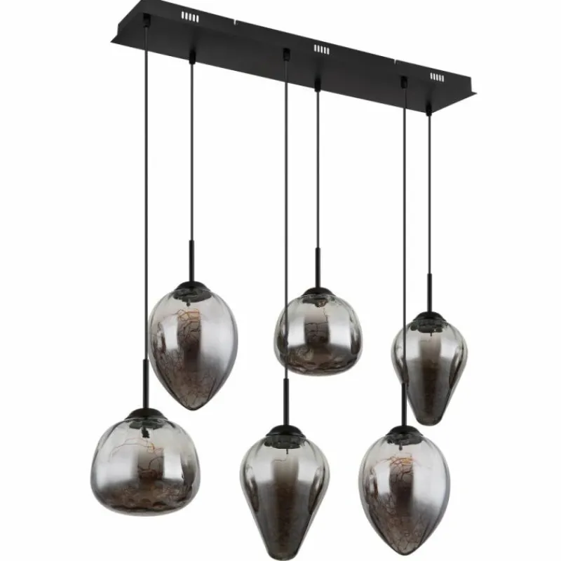 Suspension Verre Fumé-Luminaires Globo Lighting Firefly Suspension LED Noir, 1 lumière