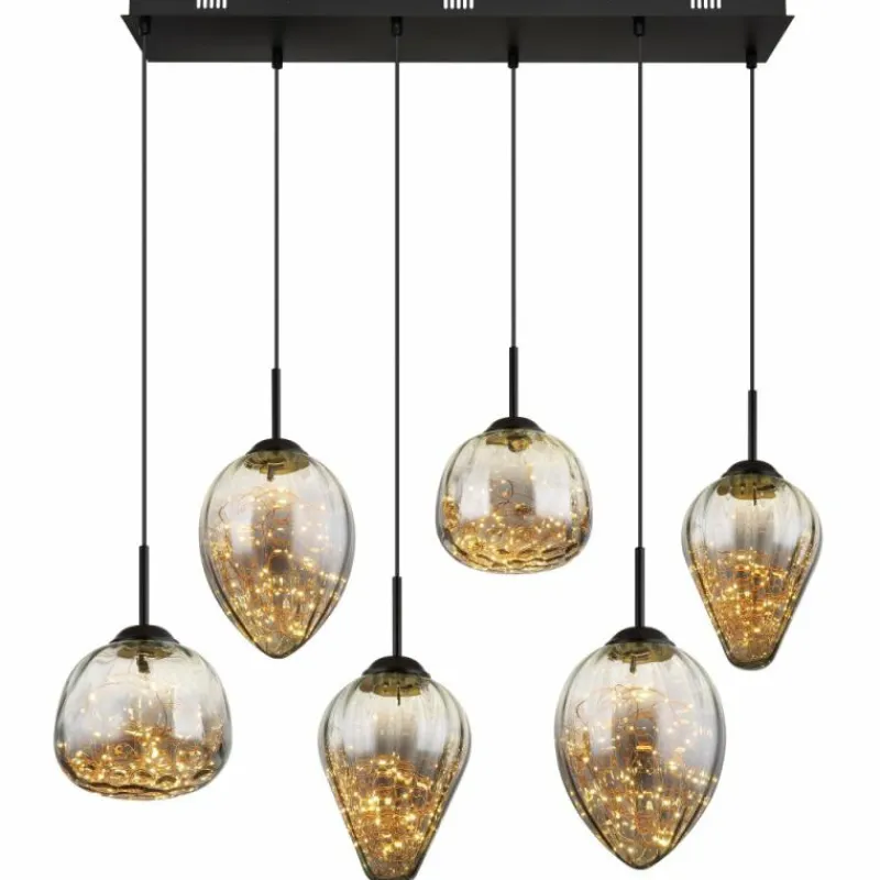 Suspension Verre Fumé-Luminaires Globo Lighting Firefly Suspension LED Noir, 1 lumière