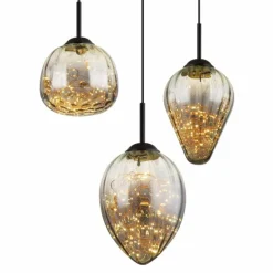Suspension Verre Fumé-Luminaires Globo Lighting Firefly Suspension LED Noir, 1 lumière