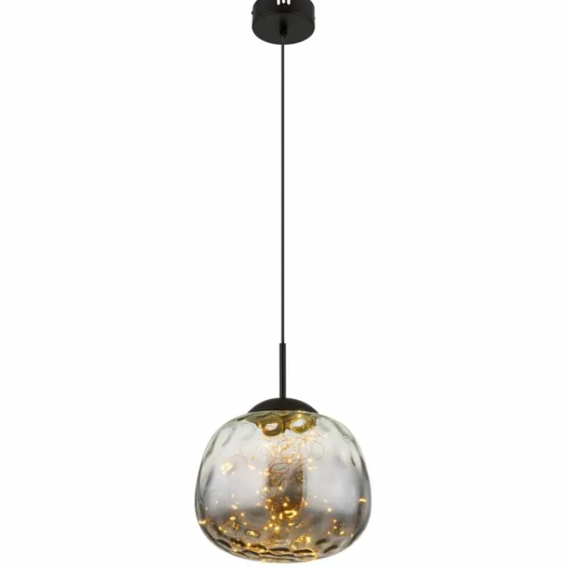 Suspension Verre Fumé-Luminaires Globo Lighting Firefly Suspension LED Noir, 1 lumière