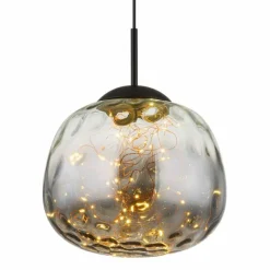 Suspension Verre Fumé-Luminaires Globo Lighting Firefly Suspension LED Noir, 1 lumière