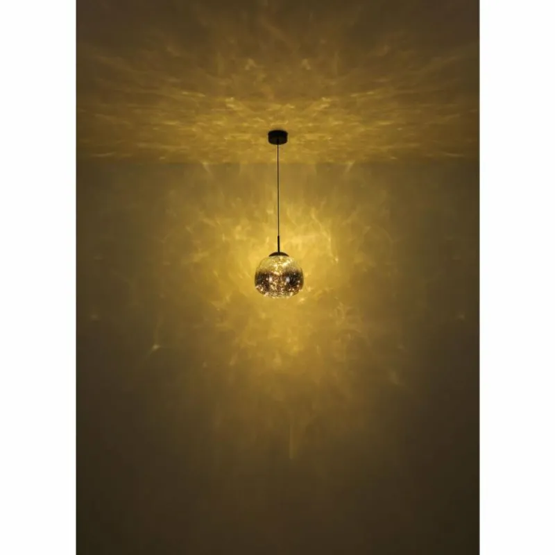 Suspension Verre Fumé-Luminaires Globo Lighting Firefly Suspension LED Noir, 1 lumière