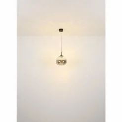 Suspension Verre Fumé-Luminaires Globo Lighting Firefly Suspension LED Noir, 1 lumière