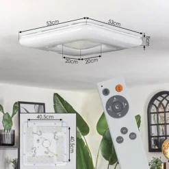 hofstein Flavlev Plafonnier LED Argenté, Blanc, 1 lumière, Télécommandes