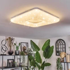 hofstein Flavlev Plafonnier LED Argenté, Blanc, 1 lumière, Télécommandes