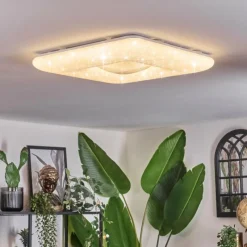 hofstein Flavlev Plafonnier LED Argenté, Blanc, 1 lumière, Télécommandes