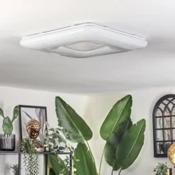 hofstein Flavlev Plafonnier LED Argenté, Blanc, 1 lumière, Télécommandes