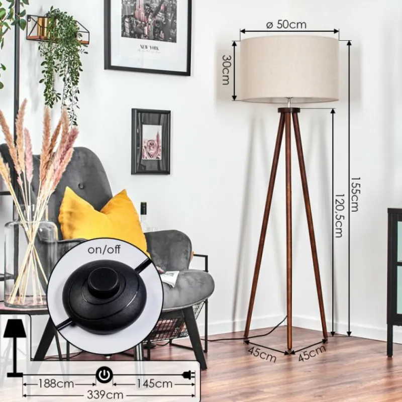 Lampes En Tissu-hofstein Flemming Lampadaire Brun foncé, 1 lumière