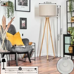 Lampes En Tissu-hofstein Flemming Lampadaire Écru, 1 lumière