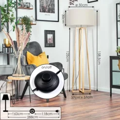 Lampes En Tissu-hofstein Flemming Lampadaire Écru, 1 lumière