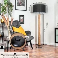 Lampes En Tissu-hofstein Flemming Lampadaire Écru, Noir, 1 lumière