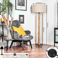 Lampes En Tissu-hofstein Flemming Lampadaire Écru, Noir, 1 lumière