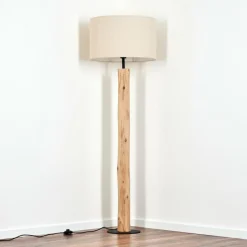 Lampes En Tissu-hofstein Flemming Lampadaire Écru, Noir, 1 lumière