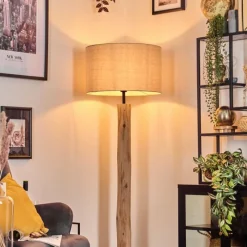 Lampes En Tissu-hofstein Flemming Lampadaire Écru, Noir, 1 lumière