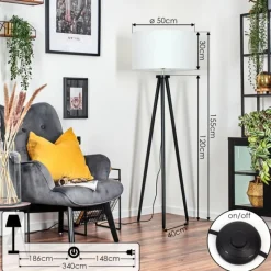 Lampes En Tissu-hofstein Flemming Lampadaire Noir, 1 lumière