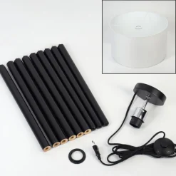 Lampes En Tissu-hofstein Flemming Lampadaire Noir, 1 lumière