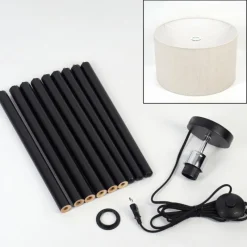 Lampes En Tissu-hofstein Flemming Lampadaire Noir, 1 lumière