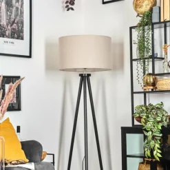 Lampes En Tissu-hofstein Flemming Lampadaire Noir, 1 lumière