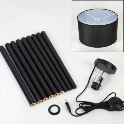 Lampes En Tissu-hofstein Flemming Lampadaire Noir, 1 lumière