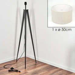 Lampes En Tissu-hofstein Flemming Lampadaire Noir, 1 lumière
