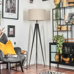 Lampes En Tissu-hofstein Flemming Lampadaire Noir, 1 lumière