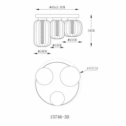 Suspension Verre Fumé-Luminaires Globo Lighting Fluoro Plafonnier LED Noir, 1 lumière