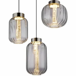 Suspension Verre Fumé-Luminaires Globo Lighting Fluoro Suspension LED Noir, 1 lumière