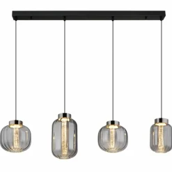 Suspension Verre Fumé-Luminaires Globo Lighting Fluoro Suspension LED Noir, 1 lumière