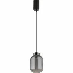 Suspension Verre Fumé-Luminaires Globo Lighting Fluoro Suspension LED Noir, 1 lumière