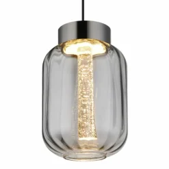 Suspension Verre Fumé-Luminaires Globo Lighting Fluoro Suspension LED Noir, 1 lumière