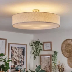 Lampes En Tissu-hofstein Foggia Plafonnier Nickel mat, 3 lumières