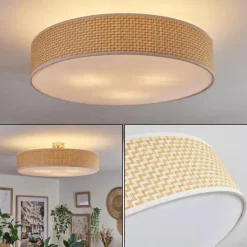 Lampes En Tissu-hofstein Foggia Plafonnier Nickel mat, 3 lumières