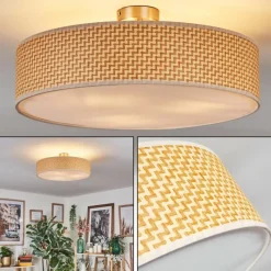 Lampes En Tissu-hofstein Foggia Plafonnier Nickel mat, 3 lumières