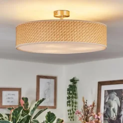 Lampes En Tissu-hofstein Foggia Plafonnier Nickel mat, 3 lumières