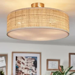 Lampes En Tissu-hofstein Foggia Plafonnier Nickel mat, 3 lumières