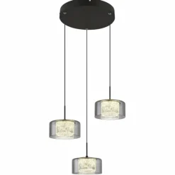 Suspension Verre Fumé-Luminaires Globo Lighting Fogsy Suspension LED Noir, 1 lumière