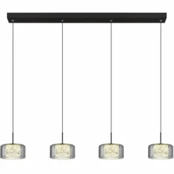 Suspension Verre Fumé-Luminaires Globo Lighting Fogsy Suspension LED Noir, 1 lumière