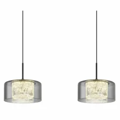Suspension Verre Fumé-Luminaires Globo Lighting Fogsy Suspension LED Noir, 1 lumière