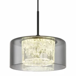 Suspension Verre Fumé-Luminaires Globo Lighting Fogsy Suspension LED Noir, 1 lumière