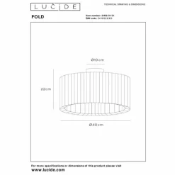 Lampes En Tissu-Luminaires Lucide FOLD Plafonnier Blanc, 1 lumière