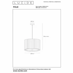 Lampes En Tissu-Luminaires Lucide FOLD Suspension Blanc, 1 lumière
