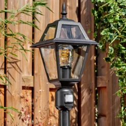 Luminaires Rustiques-hofstein Fornelos Luminaire extérieur, Eclairage de chemin Noir, 1 lumière, Détecteur de mouvement