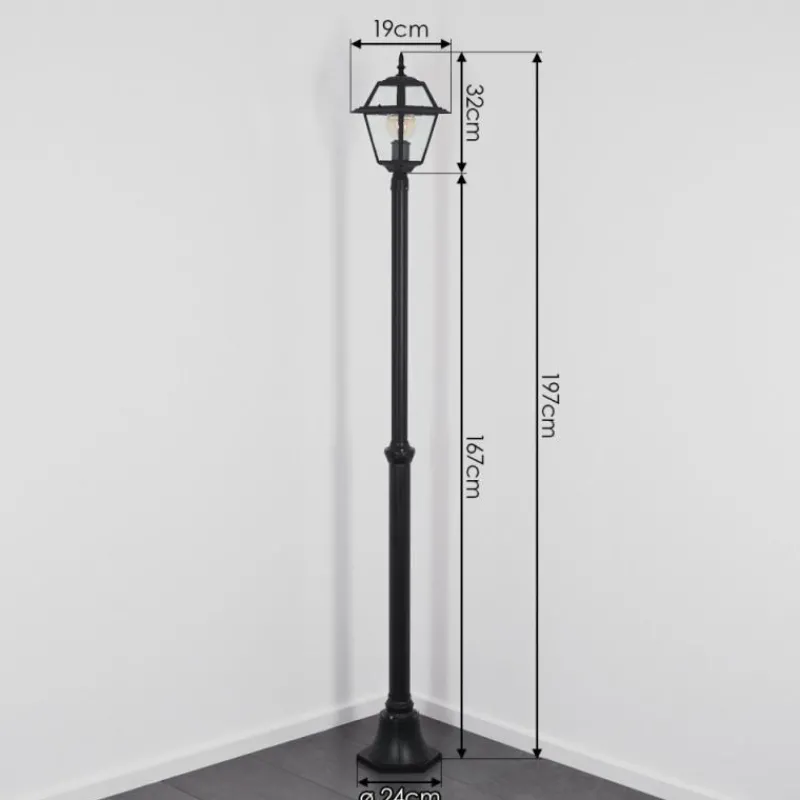 Luminaires Rustiques-hofstein Fornelos Luminaire extérieur, Réverbère, Eclairage de chemin Noir, 1 lumière