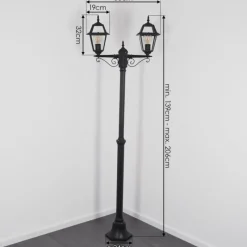 Luminaires Rustiques-hofstein Fornelos Luminaire extérieur, Réverbère, Eclairage de chemin Noir, 2 lumières