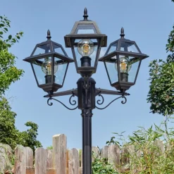 Luminaires Rustiques-hofstein Fornelos Luminaire extérieur, Réverbère, Eclairage de chemin Noir, 3 lumières