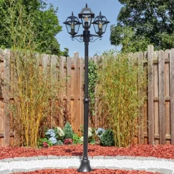 Luminaires Rustiques-hofstein Fornelos Luminaire extérieur, Réverbère, Eclairage de chemin Noir, 3 lumières