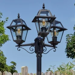 Luminaires Rustiques-hofstein Fornelos Luminaire extérieur, Réverbère, Eclairage de chemin Noir, 3 lumières