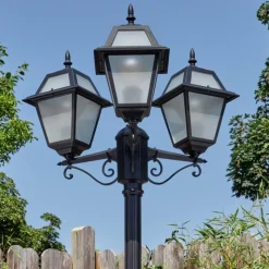 Luminaires Rustiques-hofstein Fornelos Luminaire extérieur, Réverbère, Eclairage de chemin Noir, 3 lumières