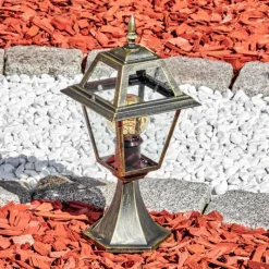 Luminaires Rustiques-hofstein Fornelos Luminaire extérieur, Borne lumineuse, Eclairage de chemin Or, Noir, 1 lumière